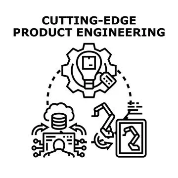 Cutting edge product engineering developing new modern solutions Stock Illustration
