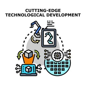 Cutting edge technological development process concept vector Stock Illustration