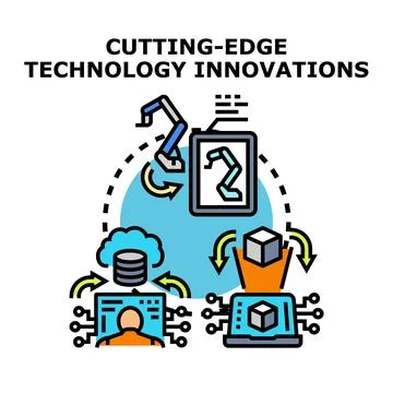 Cutting edge technology innovations and smart industry automation cycles Stock Illustration