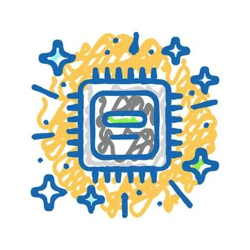 Cutting edge technology tech enthusiast icon doodle illustration Stock Illustration