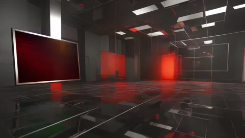 Cutting-Edge TV Studio Innovation: 3D Virtual Set Background Loop Stock-Footage 242572117