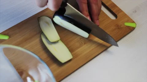 Cutting eggplant Stock Footage 163448641