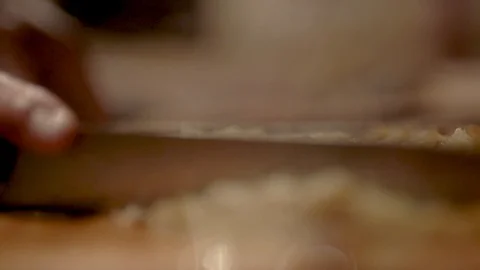 Cutting the eggplant into small pieces Stock Footage 85938891