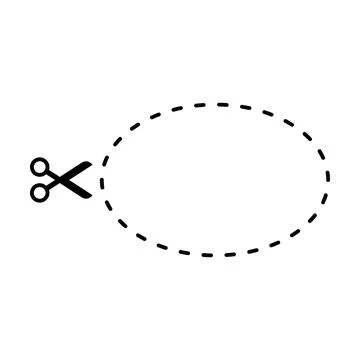 Cutting ellipse shape worksheet element for preschool and kindergarten Stock Illustration
