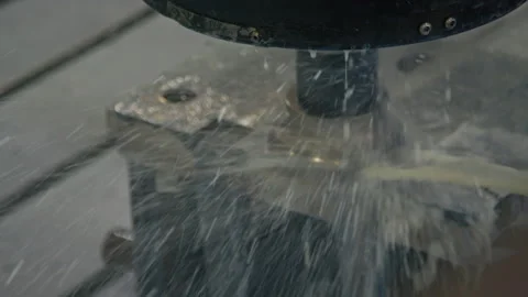 Cutting Emulsion Cooling and Lubricating Metal Detail after Drilling Stock Footage 280378682