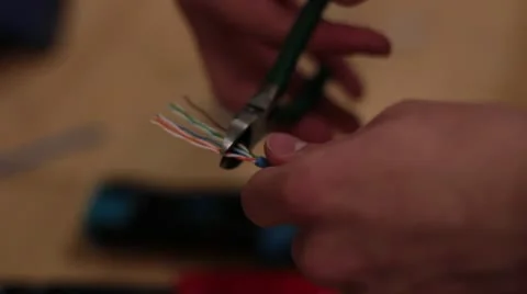 Cutting Ethernet Wires 2 스톡 동영상 10714300