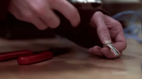 Cutting Ethernet Wires Vídeo Stock 10714296