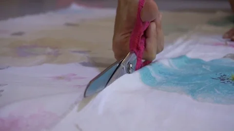 Cutting fabric Stock Footage 81761288