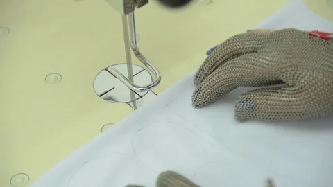 Cutting fabric Stock Footage 123912338