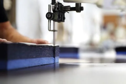 Cutting the fabric, sewing work. Stock Photos