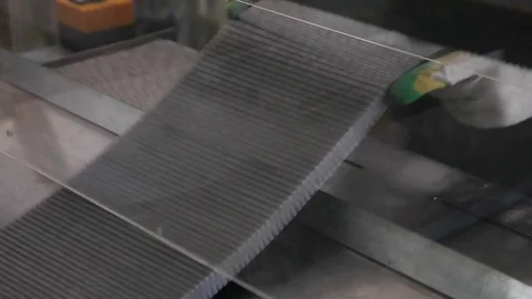 Cutting filter paper for dump trucks filters Stock Footage 83874685