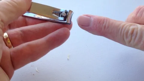 Cutting Finger Nails With Clipper Stock Footage 75020267