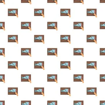Cutting fish on board seamless pattern background Stockillustratie