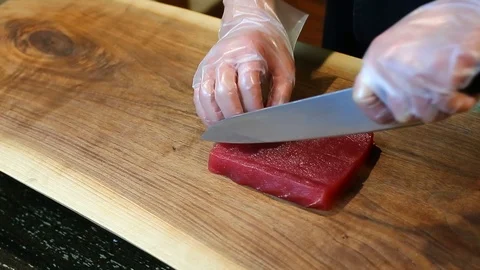 CUTTING FISH Stock Footage 85664631