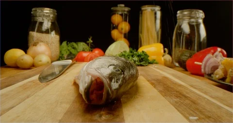 Cutting fish macro shot Stockbeeldmateriaal 126288537