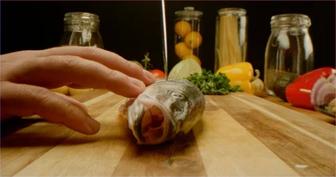 Cutting fish macro shot Stockbeeldmateriaal 126288561