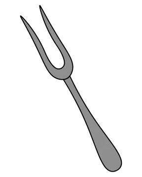 Cutting fork. Silver cutlery consists of a handle and two prongs. Stock Illustration
