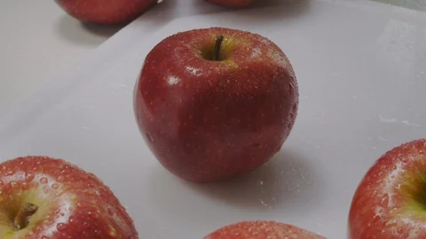 Cutting fresh apples Stock Footage 98298226