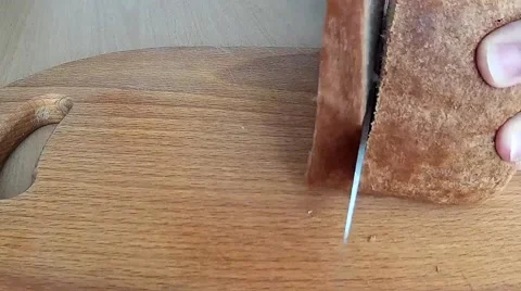 Cutting fresh bread Stock Footage 46920339