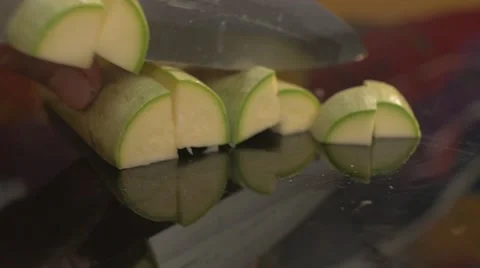 Cutting fresh green pumpkin Video stock 62598124