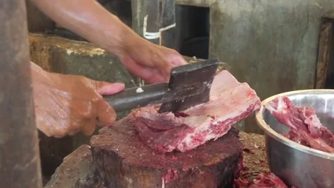 Cutting fresh meat Stock Footage 315631693
