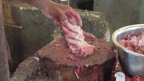Cutting fresh meat Stock Footage 315631707
