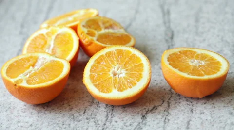 Cutting fresh orange Stock Footage 45883899