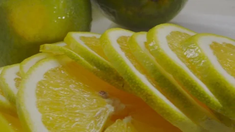 Cutting fresh orange Stock Footage 98297413