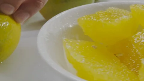 Cutting fresh orange Stock Footage 98297456