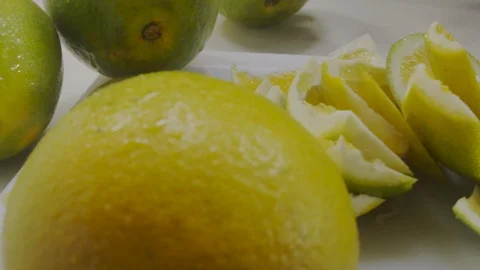 Cutting fresh orange Stock Footage 98297579