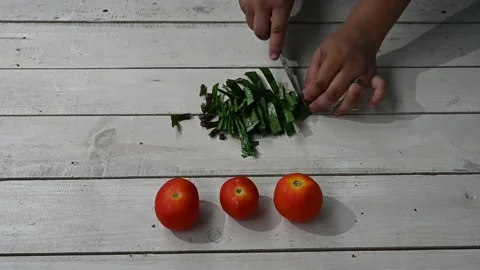 Cutting fresh raw vegetable. Cooker at home making a healthy vegetable meal, Stock Footage 209134045