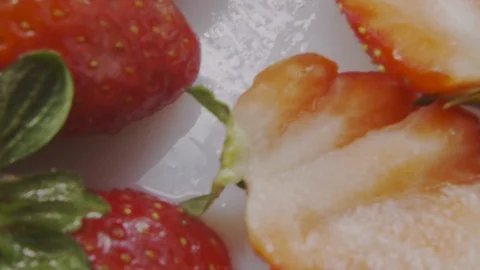 Cutting fresh strawberries Stock Footage 98297872