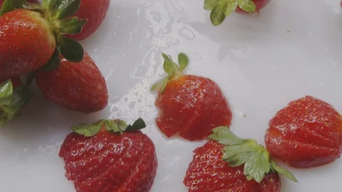 Cutting fresh strawberries Stock Footage 98298251