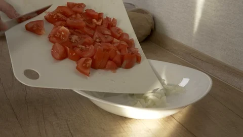 Cutting fresh tomatoes Stock Footage 97020306