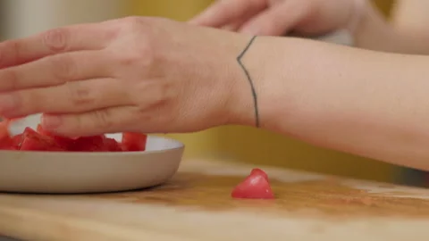 Cutting fresh tomatoes Stock Footage 249522753