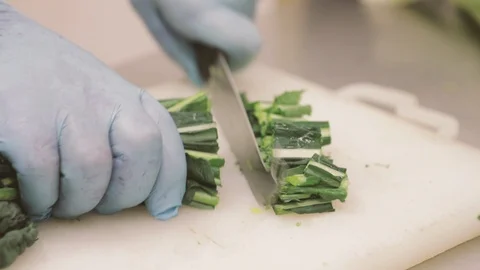 Cutting fresh vegetables Stock Footage 86391869