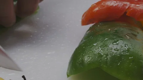 Cutting fresh vegetables Stock Footage 98296423