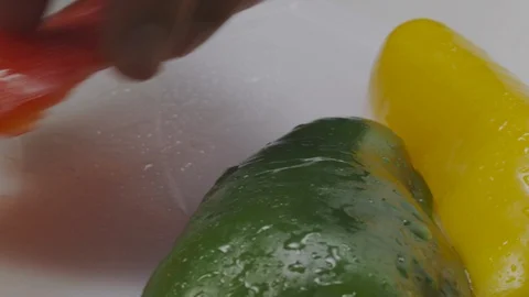 Cutting fresh vegetables Stock Footage 98296507