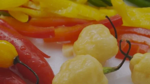 Cutting fresh vegetables Stock Footage 98296625