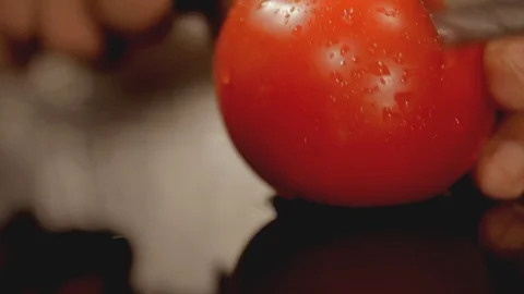 Cutting Fresh Vegetables - Tomato Stock Footage 76471756