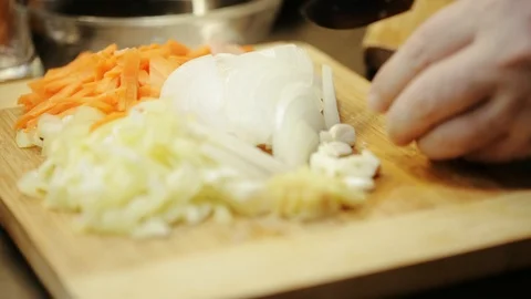 Cutting garlic Stock Footage 98361387