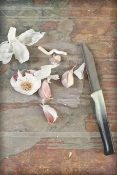 Cutting garlic Stock Photos