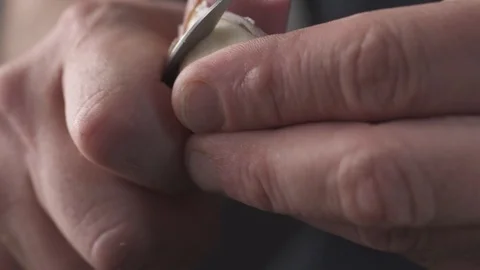 Cutting Garlic in Slices Stock Footage 85884760