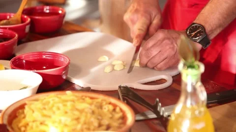 Cutting garlic wedges Stock Footage 62402724