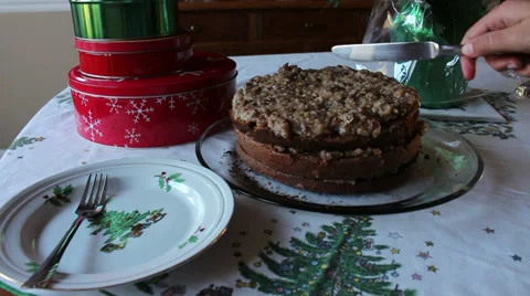 Cutting German Chocolate Cake Video stock 33730416