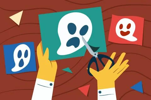 Cutting Ghost Paper Stock Illustration