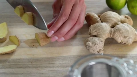 Cutting ginger Stock Footage 142514709