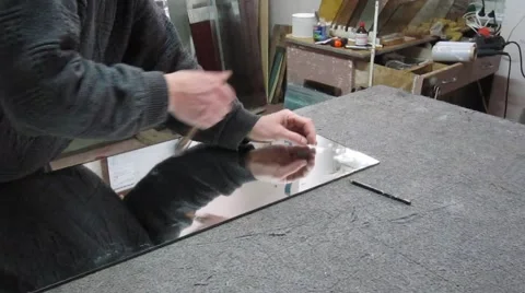 Cutting a glass Stock Footage 1006491