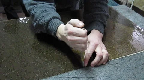 Cutting a glass Stock Footage 1006504