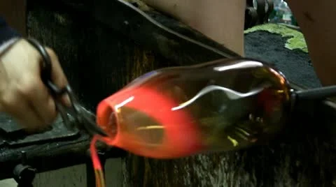 Cutting glass shears Stock Footage 12332633